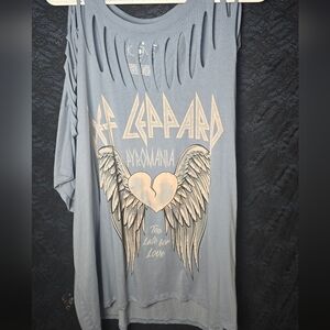 Def Leppard Pyromania Graphic Cutout Tee - Blue